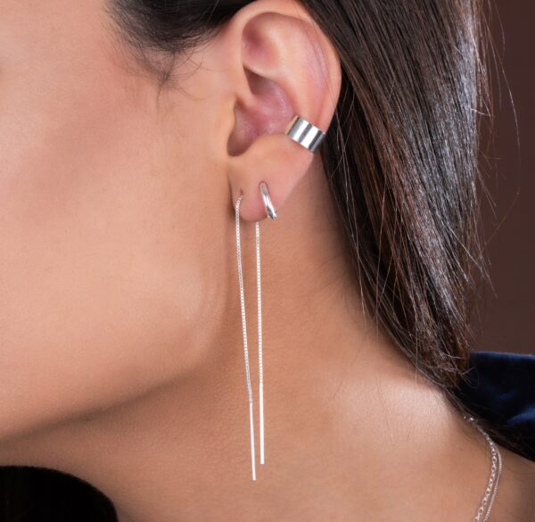 Piercing Fake Argola Lisa Larga Prata 925 - Imagem 2