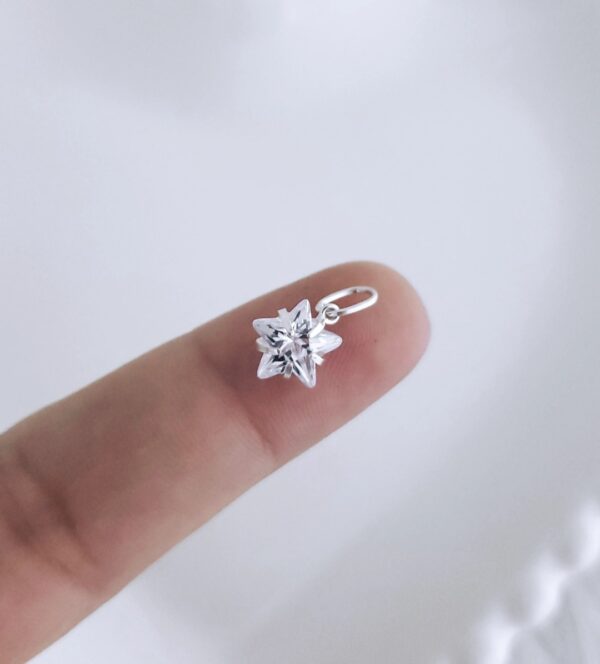 Pingente De Prata Estrela De Zircônia Com 5 Garras Prata 925