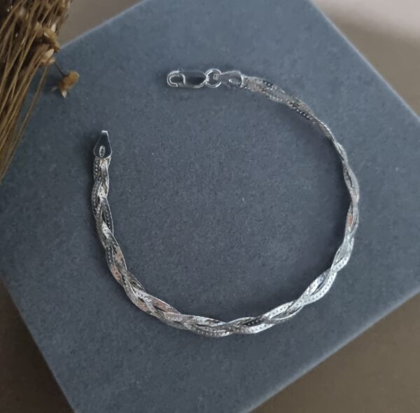 Pulseira Fita Trançada Prata 925 - Imagem 6