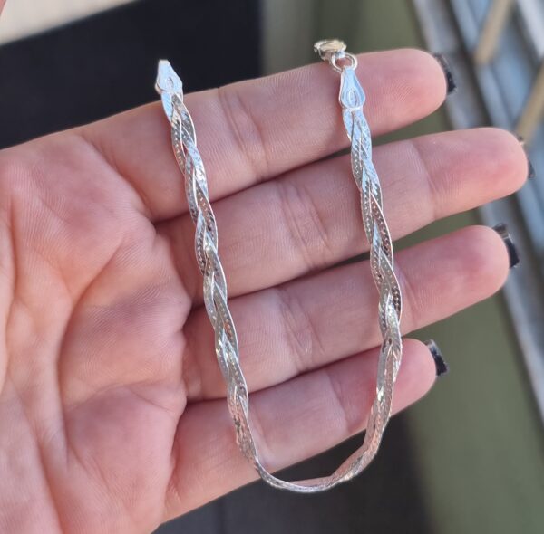 Pulseira Fita Trançada Prata 925 - Imagem 7