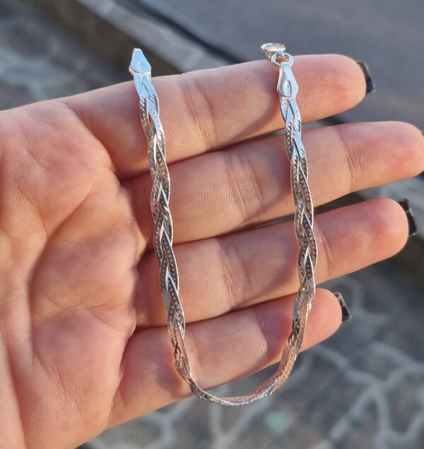 Pulseira Fita Trançada Prata 925 - Imagem 8