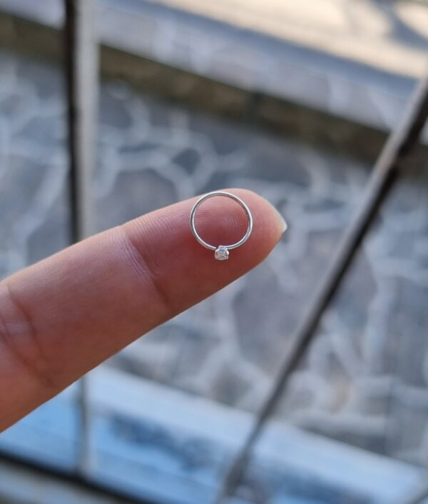 Piercing de Nariz Argolinha Pedrinha Prata 925 - Imagem 2