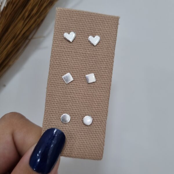 Trio De Brincos Prata 925 - Imagem 2