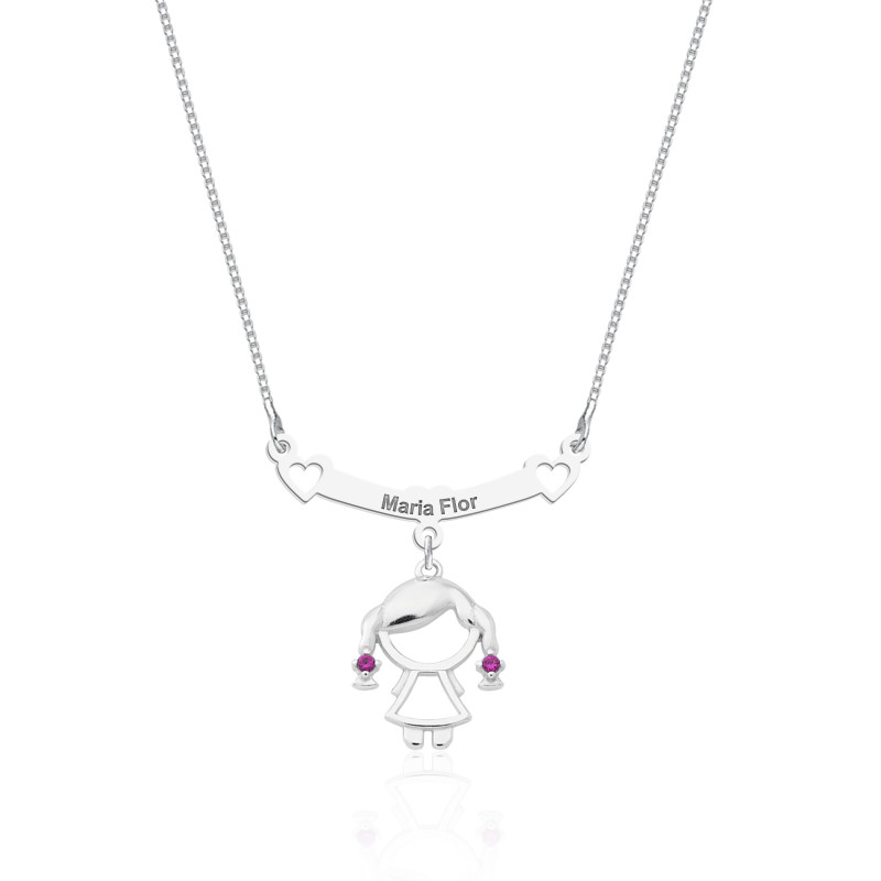 Colar Personalizado Canga Zircônia 1 Filho (a) Prata 925