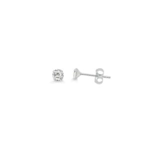 Brinco Zircônia Redondo 3MM Prata 925