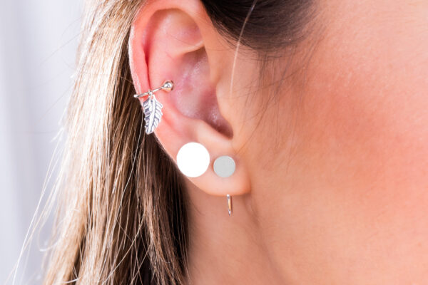 Piercing Fake Folha Pendurada Prata 925 - Imagem 2