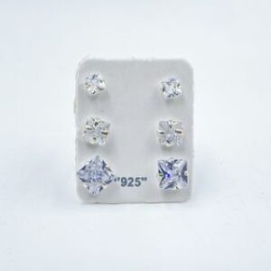 Trio Zircônia Quadrado Prata 925