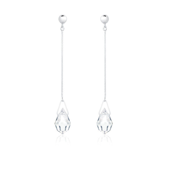 Brinco Corrente Veneziana Gota Cristal Prata 925