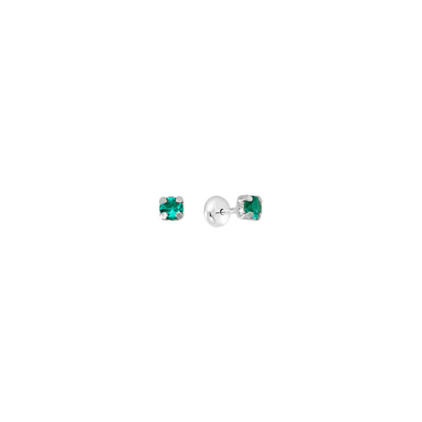 Brinco Tarraxa Baby Glass Turmalina 3,5mm Redonda Prata 925