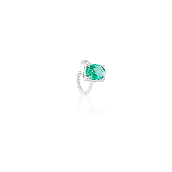 Piercing Fake Cristal Turmalina Paraíba Oval Prata 925