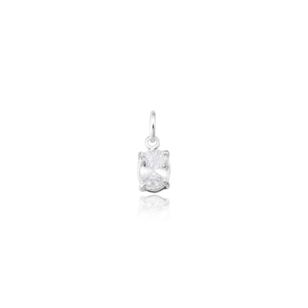 Pingente Oval Cristal Prata 925