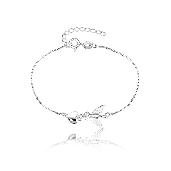Pulseira Corrente Veneziana Espírito Santo e Coração Prata 925