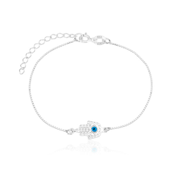 Pulseira Veneziana Mão De Fatima Prata 925