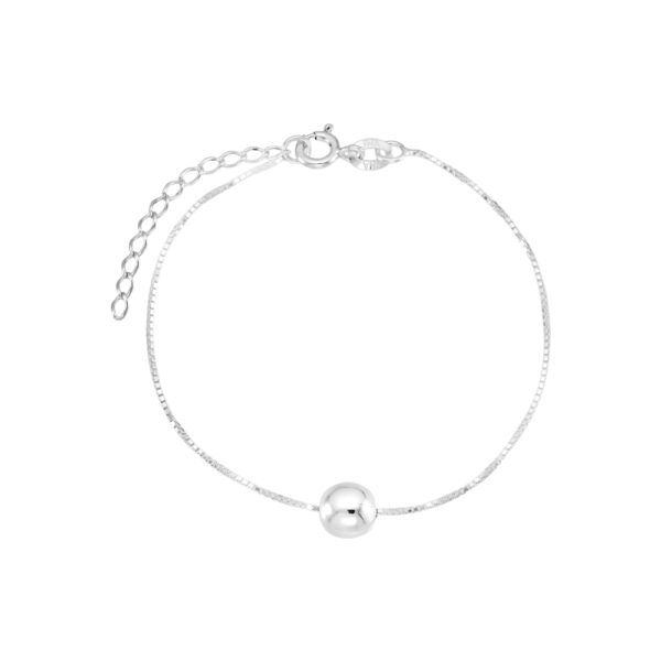 Pulseira Veneziana Bola Passante Prata 925