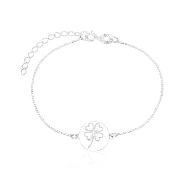 Pulseira Medalha Trevo Veneziana Prata 925
