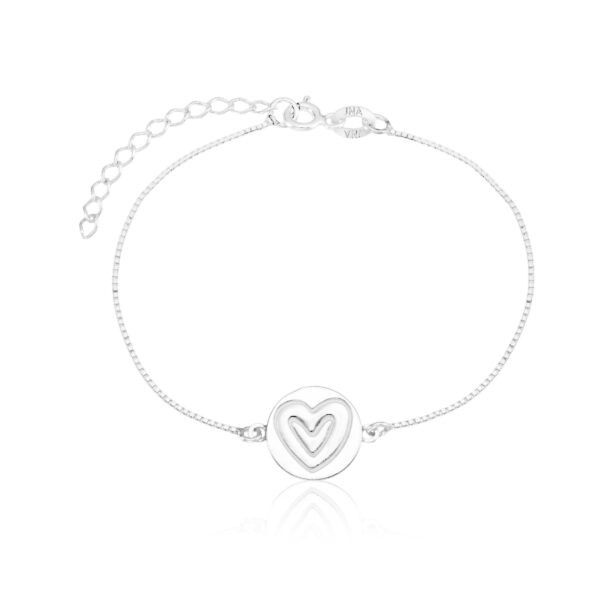 Pulseira Medalha Coração Veneziana Prata 925