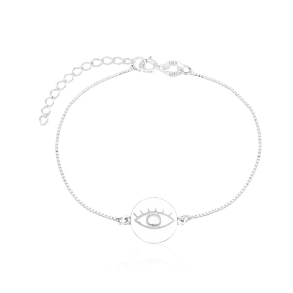 Pulseira Veneziana Medalha Olho Grego Prata 925