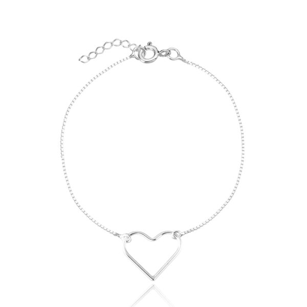 Pulseira Veneziana Coração Vazado Pequeno Prata 925