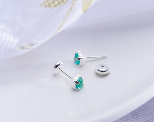 Brinco Tarraxa Baby Glass Turmalina Paraíba Prata 925 - Imagem 2