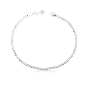 Pulseira De Prata Riviera Com Zircônias Cristal Prata 925