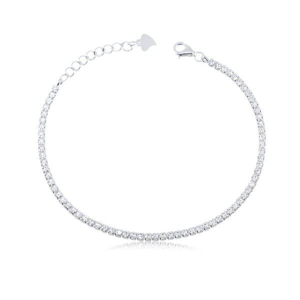 Pulseira De Prata Riviera Com Zircônias Cristal Prata 925