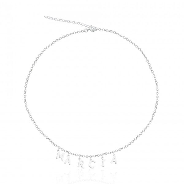 Colar Personalizado Com Letras Penduradas (06 a 08) Prata 925