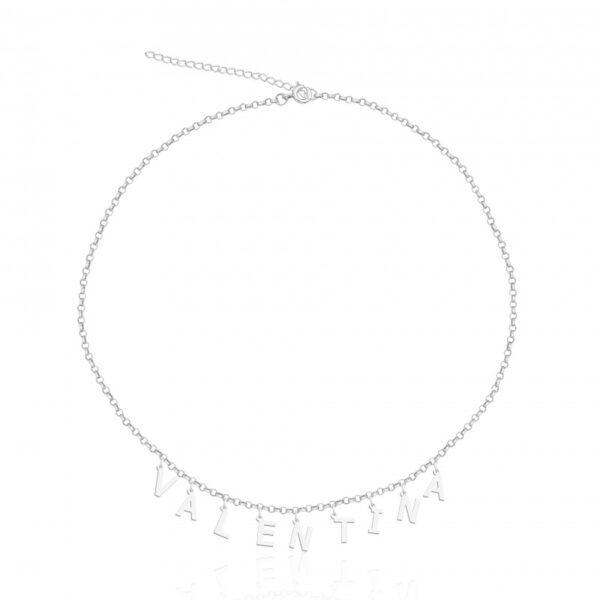 Colar Personalizado Com Letras Penduradas (09 a 11) Prata 925