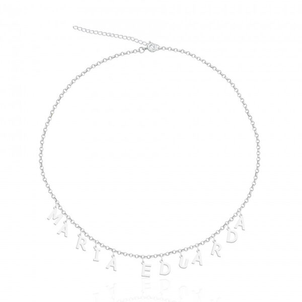 Colar Personalizado Com Letras Penduradas (12 A 14) Prata 925