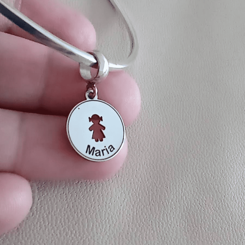 Berloque Personalizado Redondo 1 Menina Vazada Prata 925 - 16254 - Imagem 3