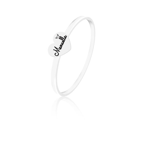 Anel Personalizado Aro Fio Topo Coração Prata 925 - Imagem 6