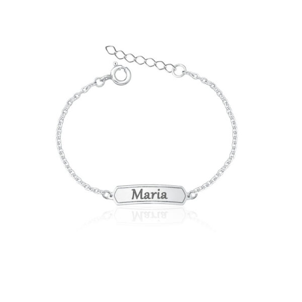 Pulseira Personalizada Infantil Chapa 1 Gravada Prata 925 - Imagem 2