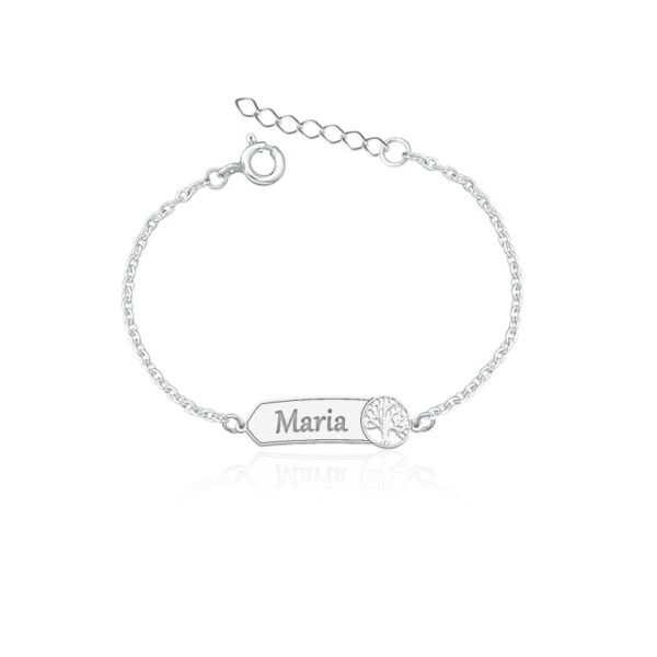 Pulseira Personalizada Infantil Chapa Árvore Da Vida Prata 925 - Imagem 2
