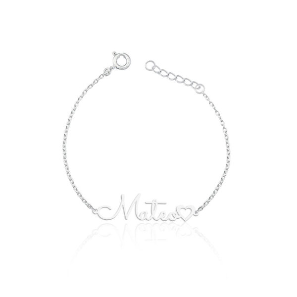 Pulseira Personalizada Escrita Delicada Com Símbolo Prata 925