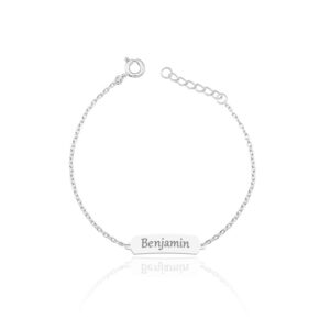Pulseira Personalizada Infantil Chapa 1 Lisa Prata 925