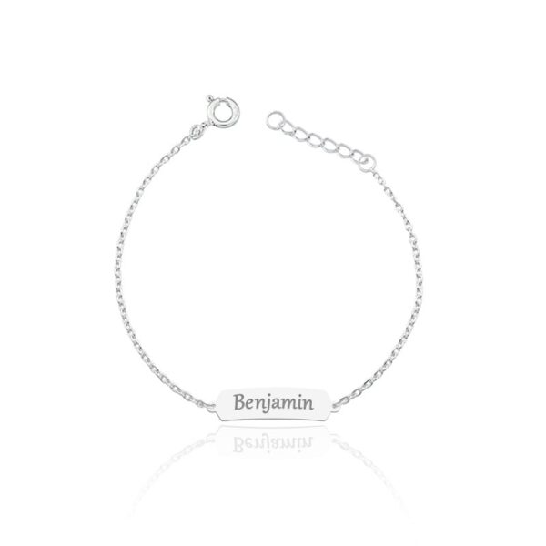 Pulseira Personalizada Infantil Chapa 1 Lisa Prata 925