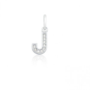 Pingente Zirconia Letra J (09) Prata 925
