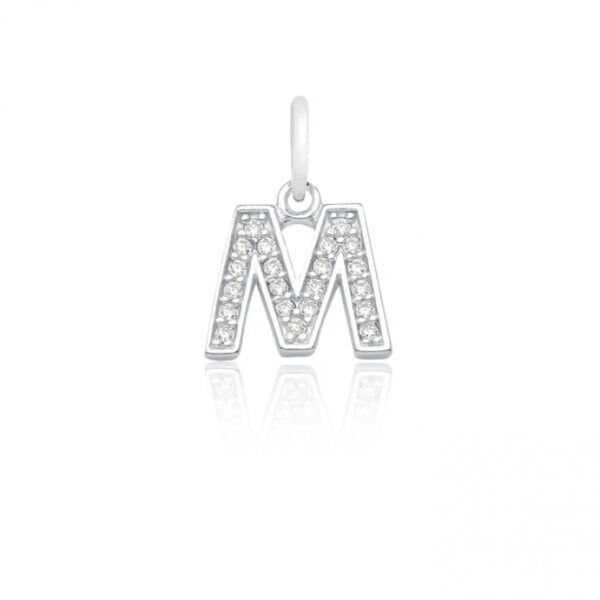Pingente Zirconia Letra M (21) Prata 925
