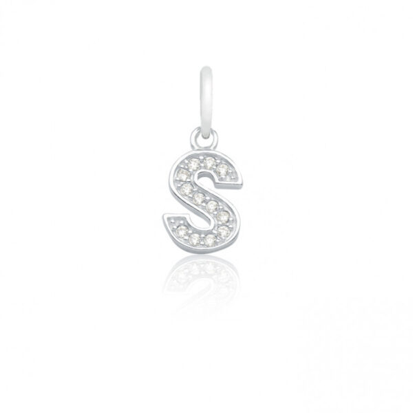 Pingente Zirconia Letra S (12) Prata 925