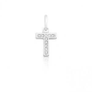 Pingente Zirconia Letra T (10) Prata 925