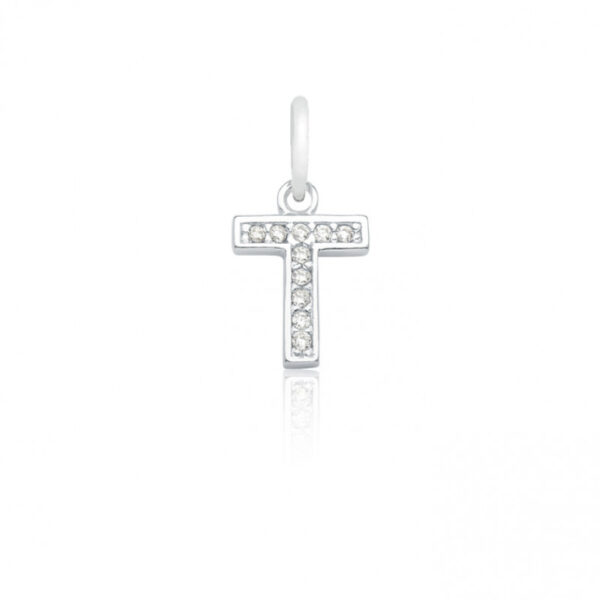 Pingente Zirconia Letra T (10) Prata 925