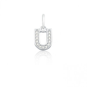 Pingente Zirconia Letra U (13) Prata 925