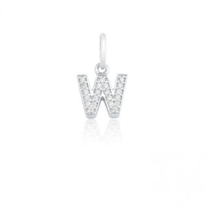 Pingente Zirconia Letra W (10) Prata 925