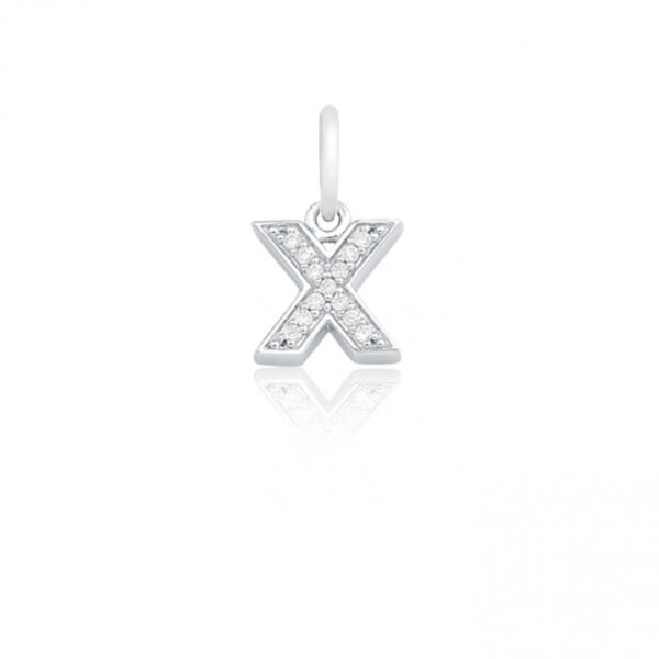 Pingente Zirconia Letra X (10) Prata 925