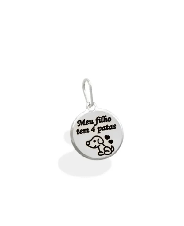 Pingente Cachorro "Meu Filho Tem 4 Patas" 12mm x 19mm Prata 990 01-7352AG2 - Imagem 4