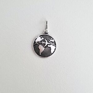 Pingente Mapa Mundi 15mm x 22mm Prata 990 01-6978AG