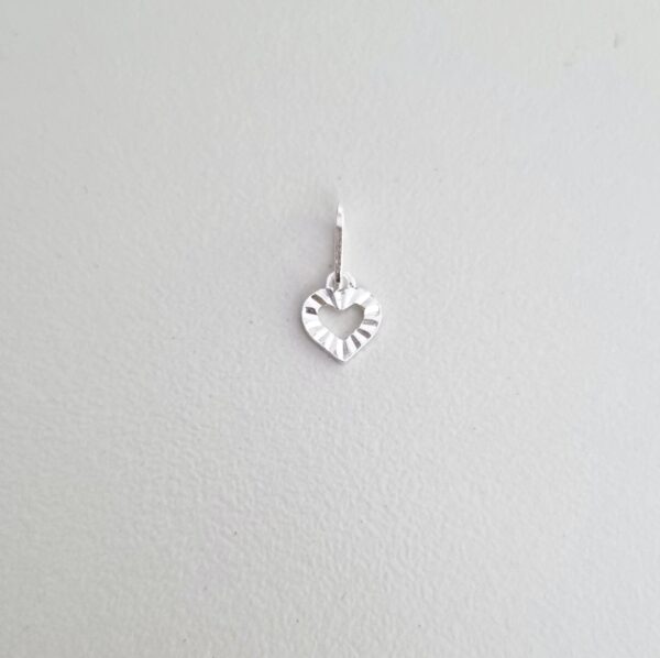 Pingente Coração Mini Vazado Diamantado 6mm x 13mm Prata 990 01-7119AG