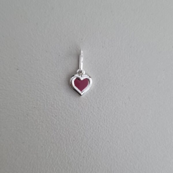 Pingente Coração Borda Rosa 6mm x 13mm Prata 990 01-7118AG8