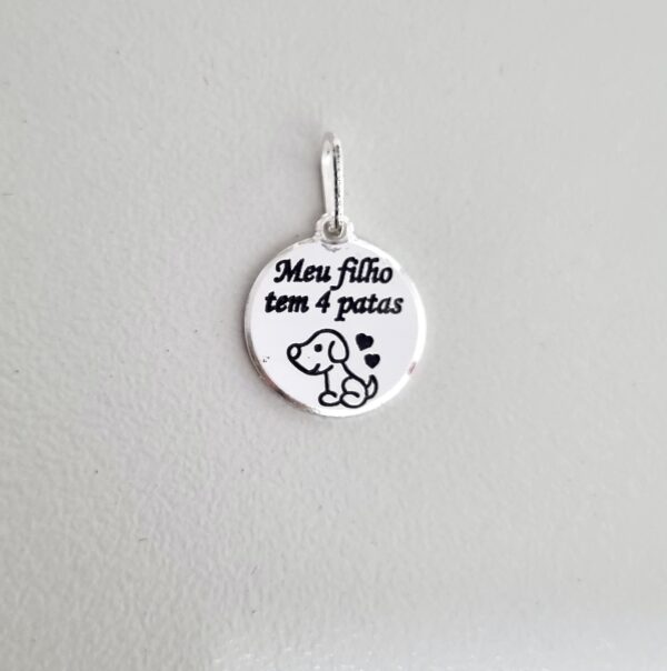 Pingente Cachorro "Meu Filho Tem 4 Patas" 12mm x 19mm Prata 990 01-7352AG2