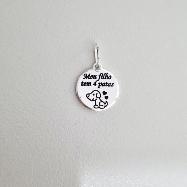 Pingente Cachorro "Meu Filho Tem 4 Patas" 12mm x 19mm Prata 990 01-7352AG2 - Imagem 3
