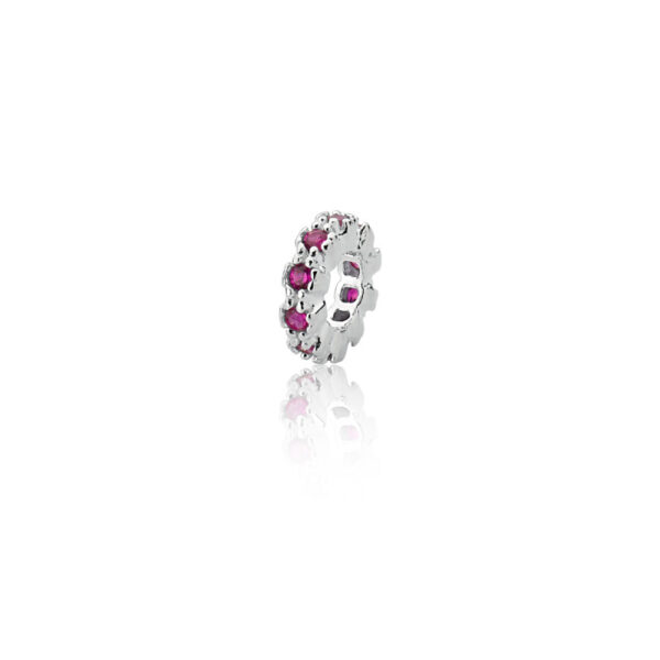 Berloque Separador 2,5mm Zircônia (10) Rosa Prata 925
